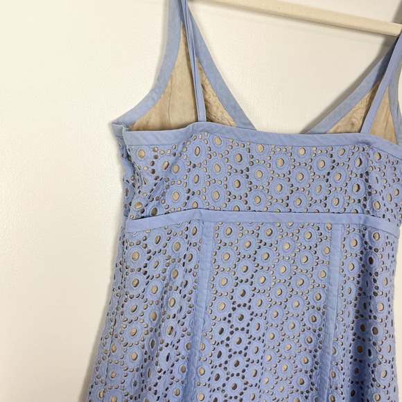 Susana Monaco Blue Silk Eyelet Lace Embroidery Mini Dress Size 2 - Picture 7 of 12
